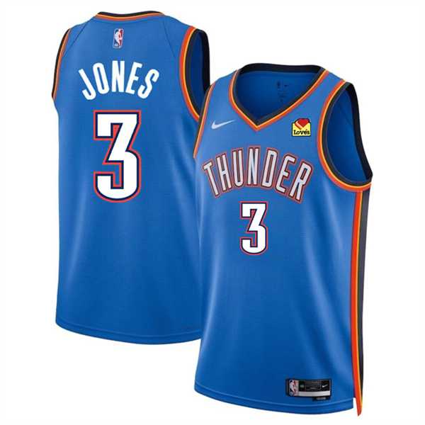 Men%27s Oklahoma City Thunder #3 Dillon Jones Blue 2024 Draft Icon Edition Stitched Basketball Jersey Dzhi->new orleans pelicans->NBA Jersey